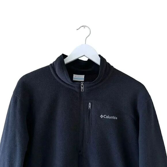 Columbia Fleece Men's 1/2 Zip Long Sleeves Solid Black  Shirt SZ XL #1857 - Picture 2 of 9